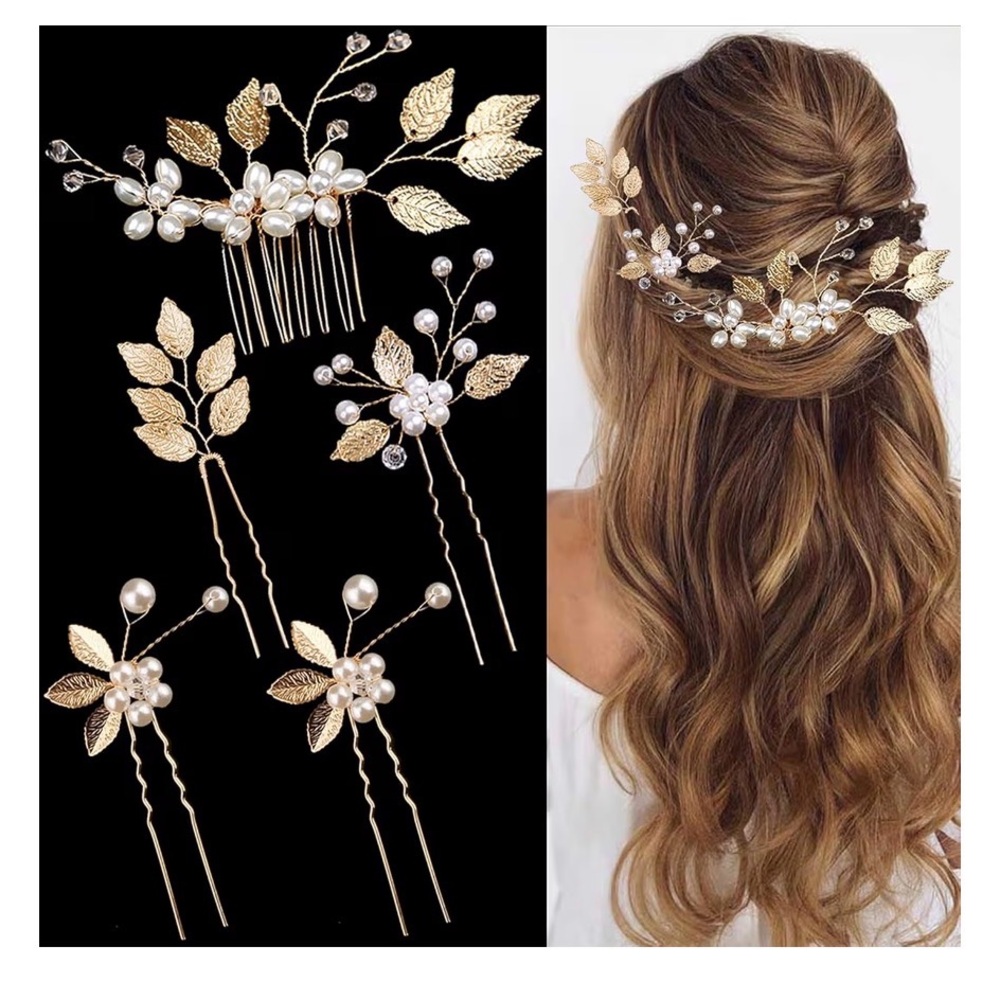 Elegant Gold and Pearl Hair Accessories